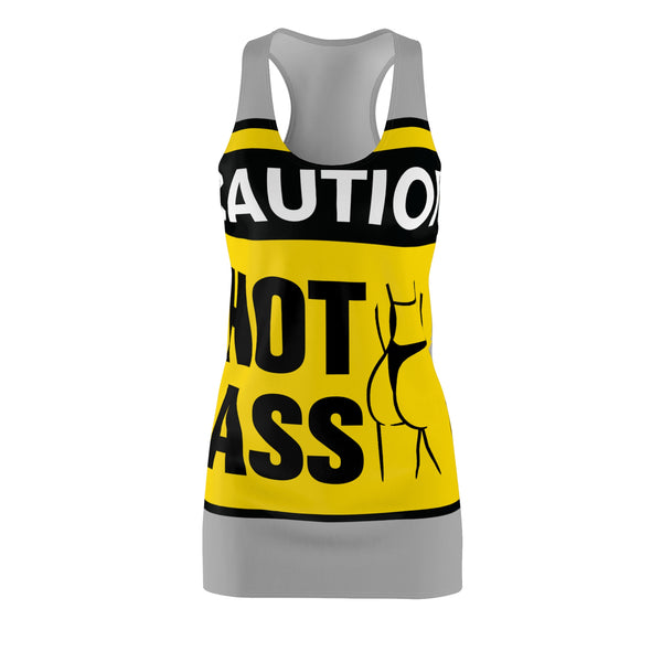 Caution Hot Ass Women's Cut & Sew Racerback Dress (AOP)