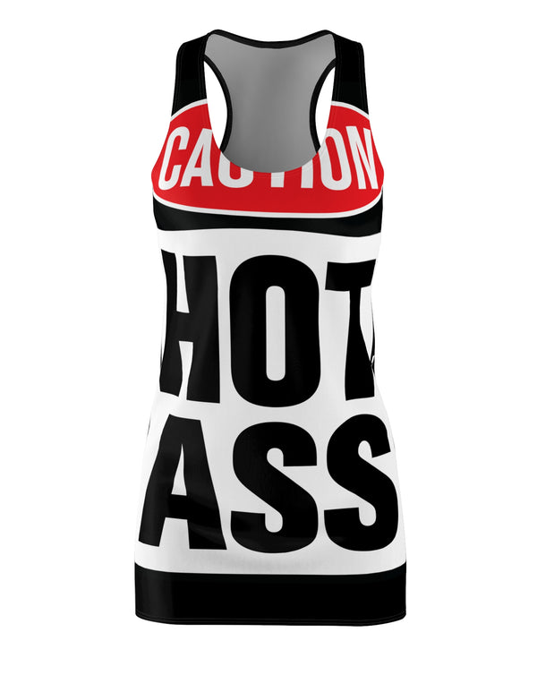 Caution Hot Ass Women's Cut & Sew Racerback Dress (AOP)