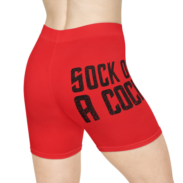 Sock on a Cock Women's Biker Shorts (AOP)