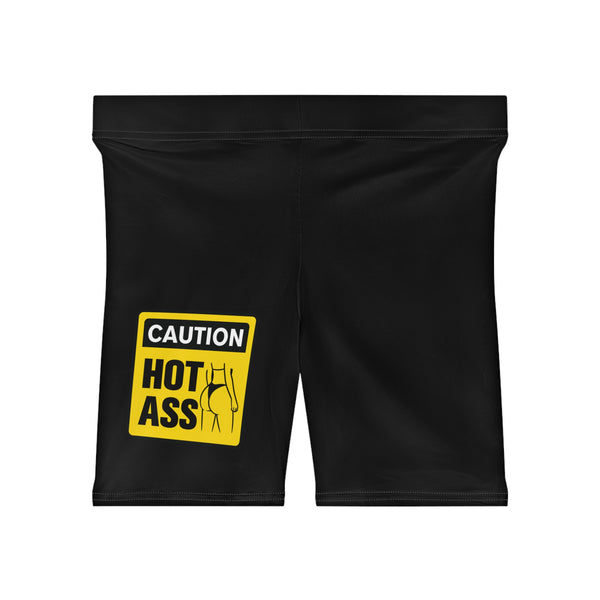Caution Hot Ass Women's Biker Shorts (AOP)