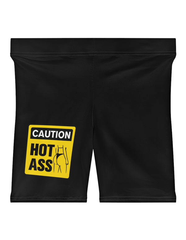 Caution Hot Ass Women's Biker Shorts (AOP)