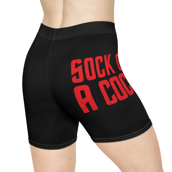 Sock on a Cock Women's Biker Shorts (AOP)