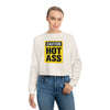 Caution Hot Ass Women's Cropped Fleece Pullover