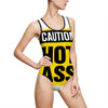 Caution Hot Ass Women's Classic One-Piece Swimsuit (AOP)