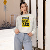 Caution Hot Ass Women's Cropped Fleece Pullover