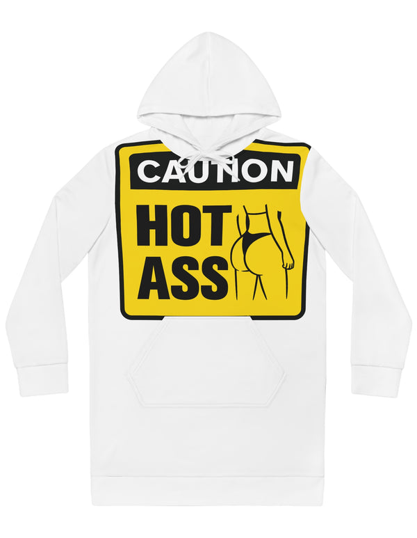 Caution Hot Ass Women's Hoodie Dress (AOP)