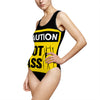 Caution Hot Ass Women's Classic One-Piece Swimsuit (AOP)