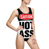 Caution Hot Ass Women's Classic One-Piece Swimsuit (AOP)