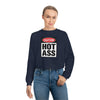 Caution Hot Ass Women's Cropped Fleece Pullover