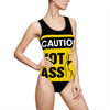 Caution Hot Ass Women's Classic One-Piece Swimsuit (AOP)