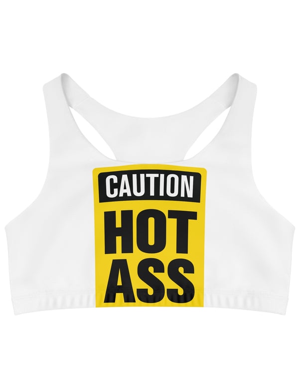 Caution Hot Ass Seamless Sports Bra (AOP)